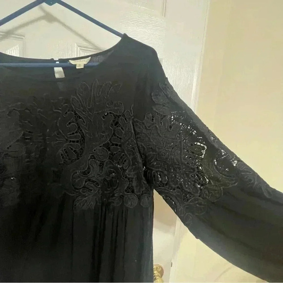 Anthropologie Deletta Long Sleeve Black Lace Desi Top Medium Beautiful - Picture 3 of 11